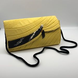 Yellow Silk Quilted Purse